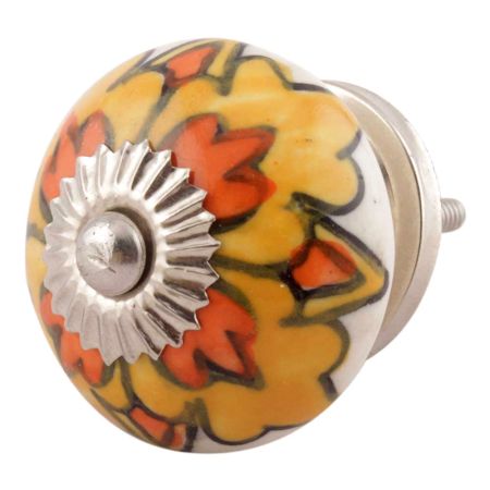 Mustard Ceramic Flower Drawer Knobs